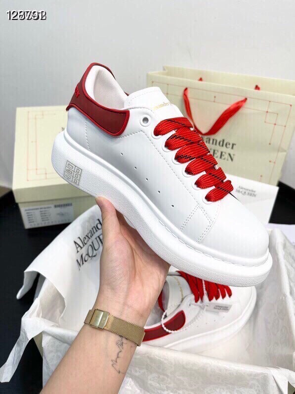 Alexander McQueen Women White Lambskin Leather Logo Sneakers
