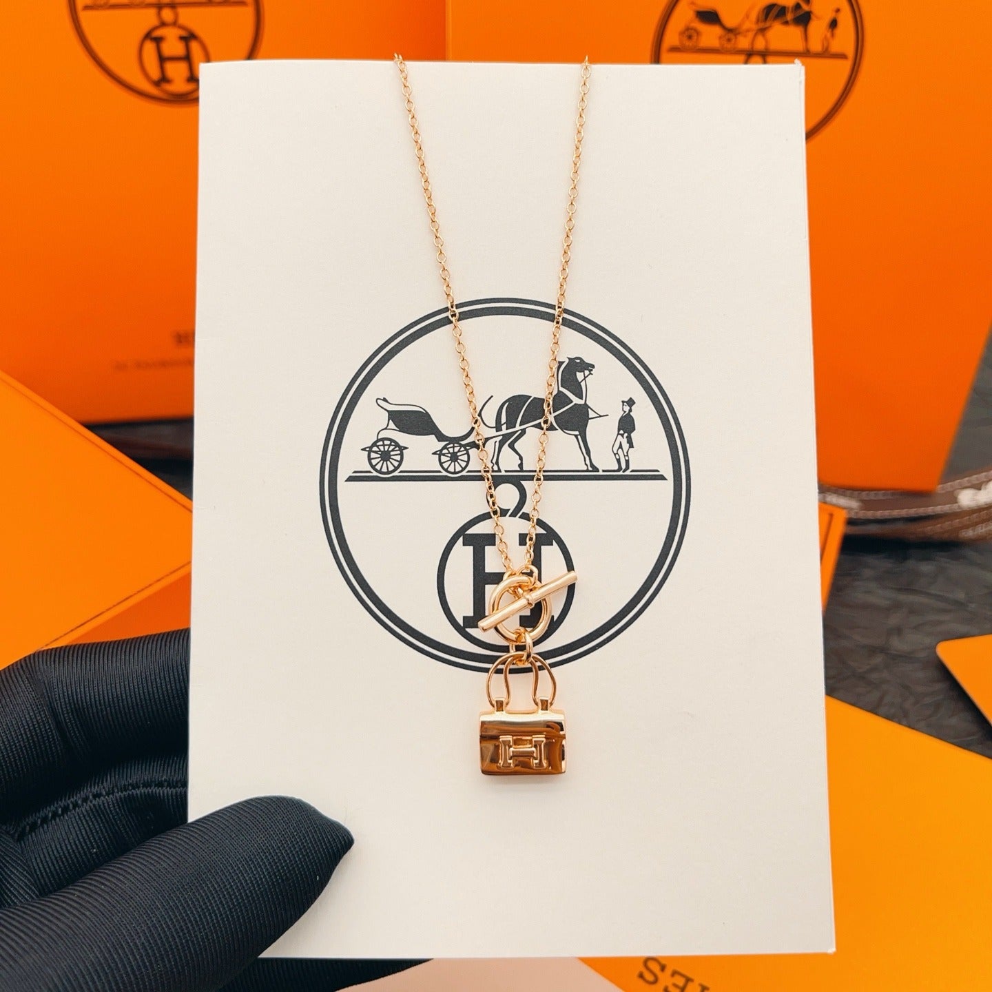Hermes Brass Necklace