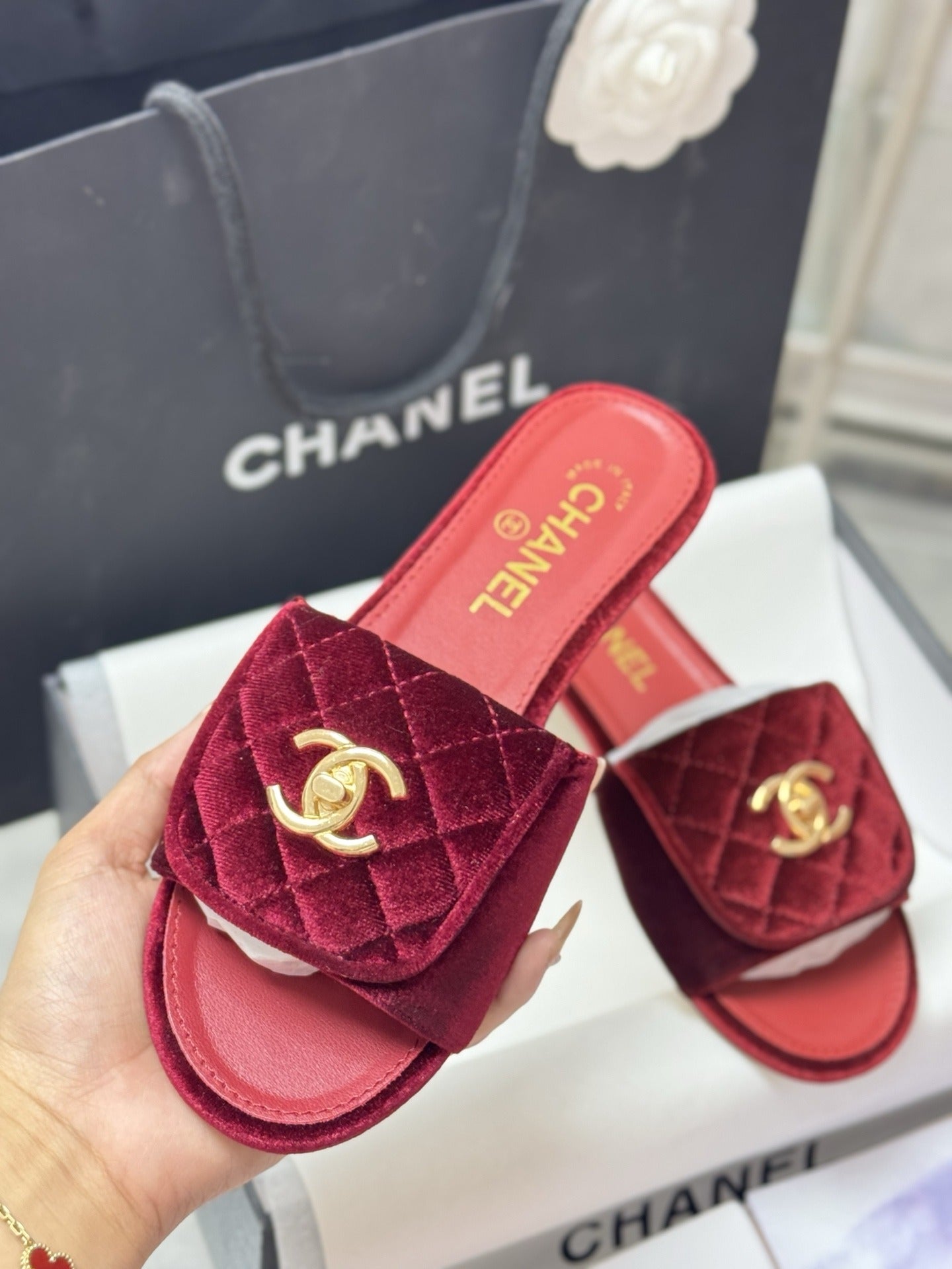 Chanel Lambskin Leather Slides