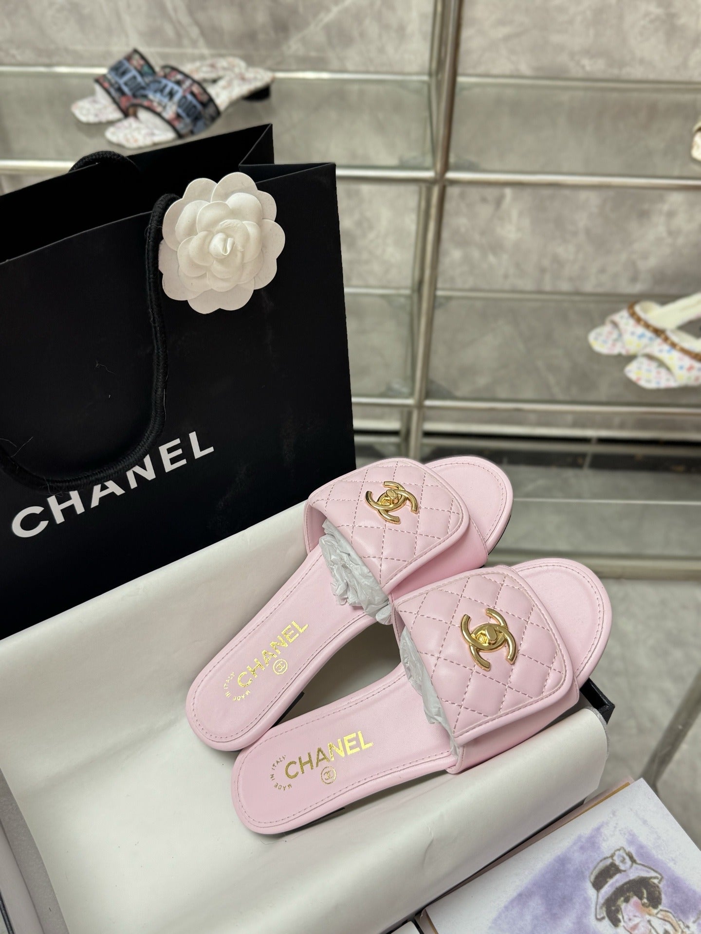 Chanel Lambskin Leather Slides