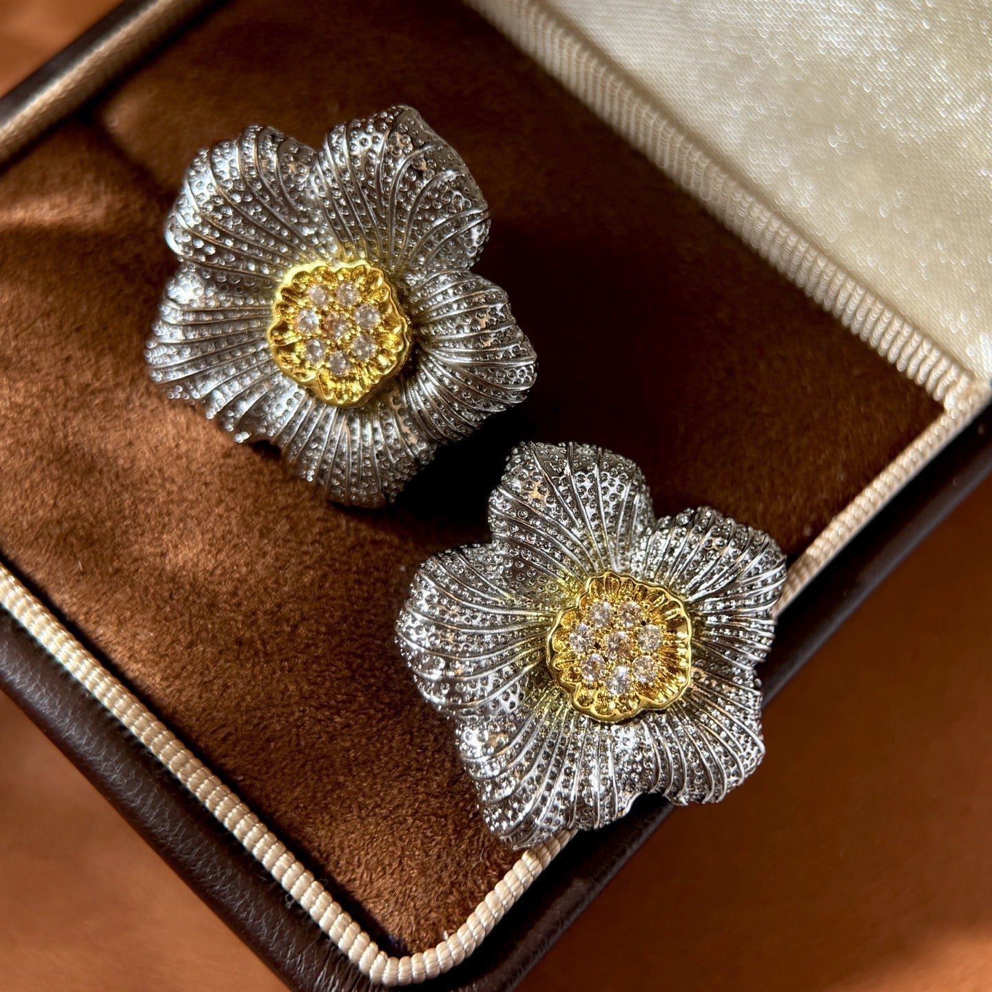 Buccellati Brass Floral Earrings
