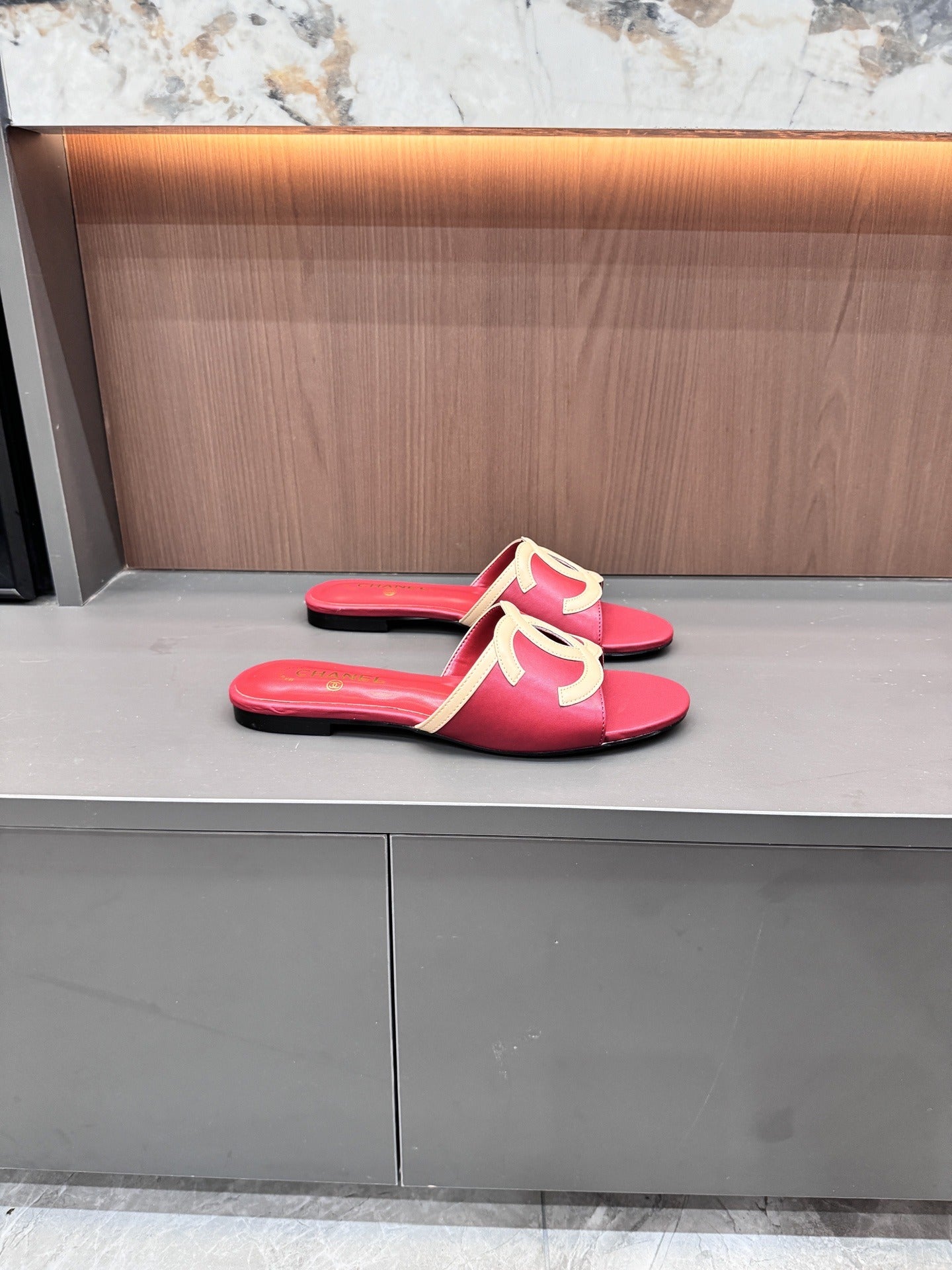 Chanel Lambskin Leather Openwork Slides