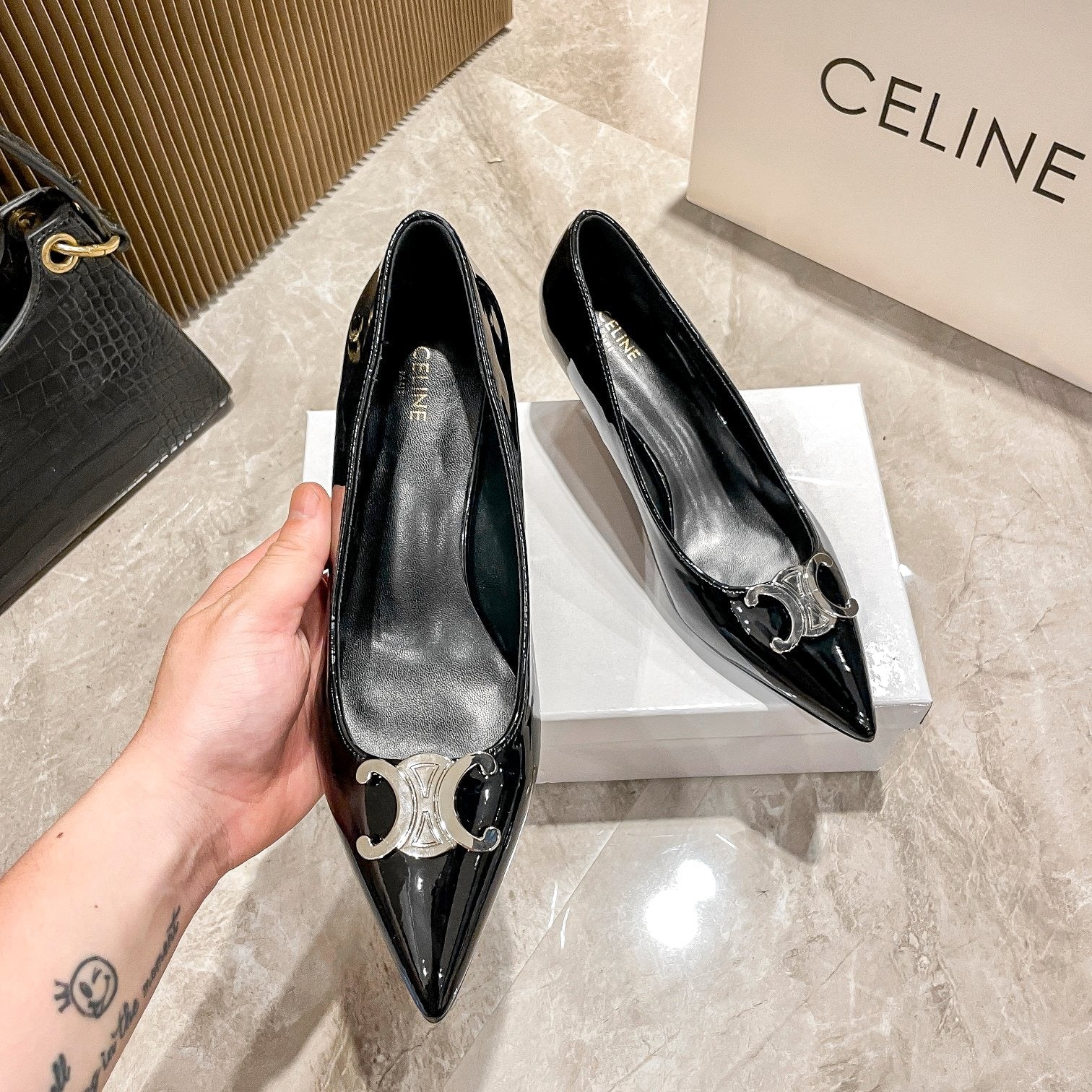 Celine Calfskin Leather Pointed Toe Heels