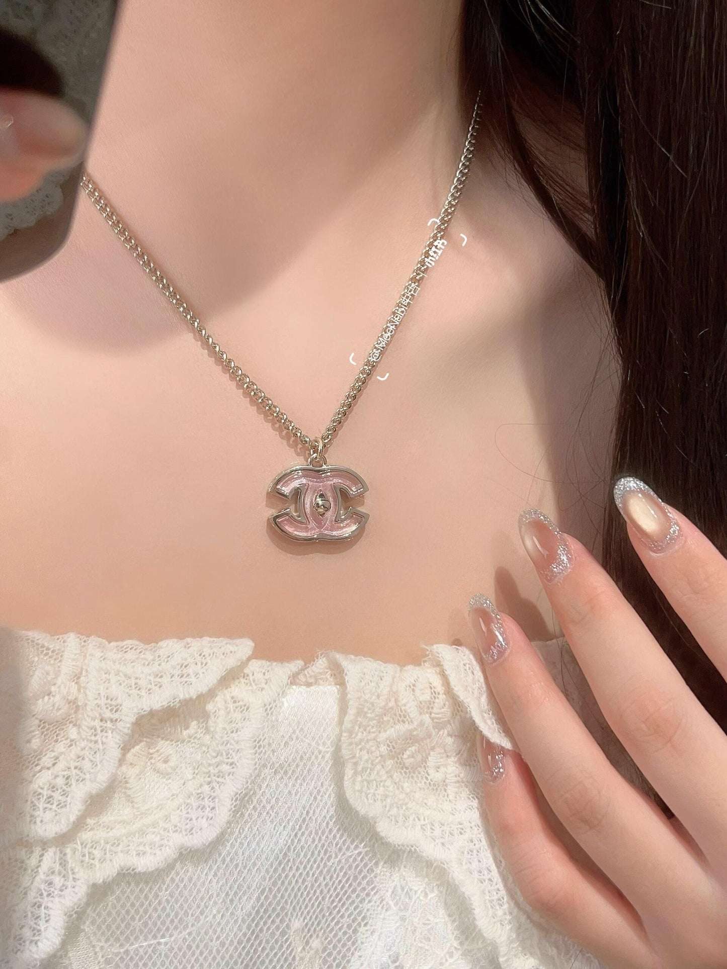 Chanel Pink Brass Necklace
