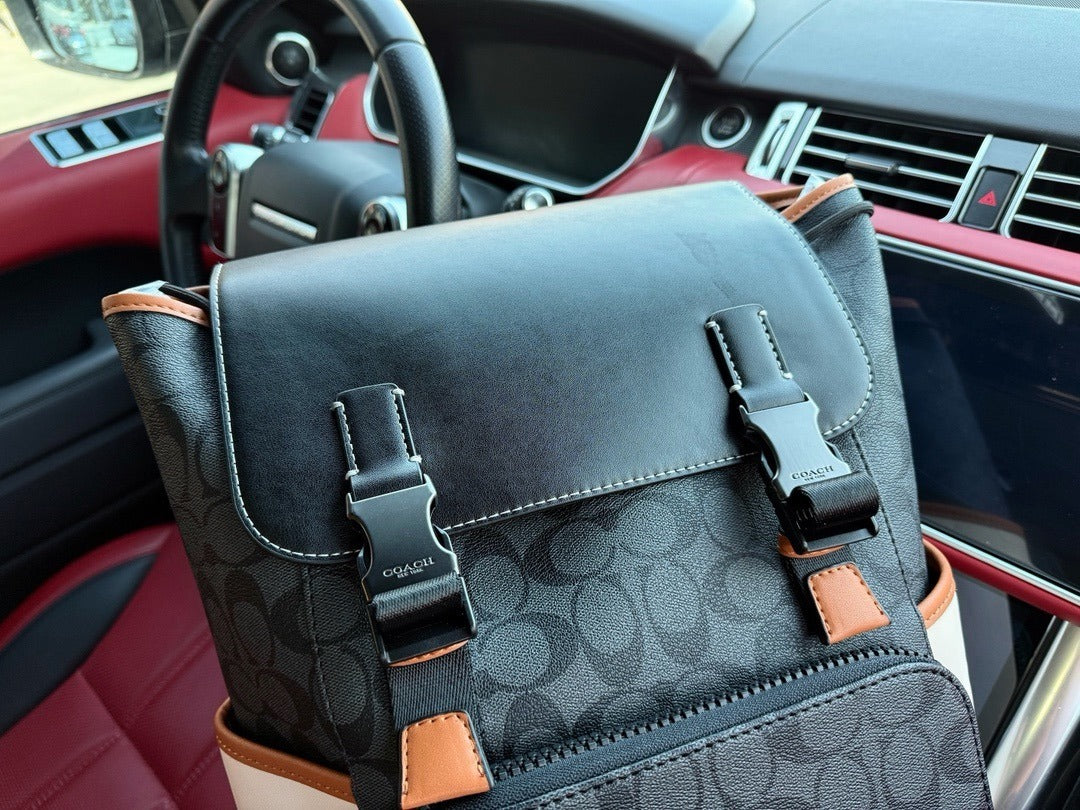 Coach Gray Canvas Logo Backpack