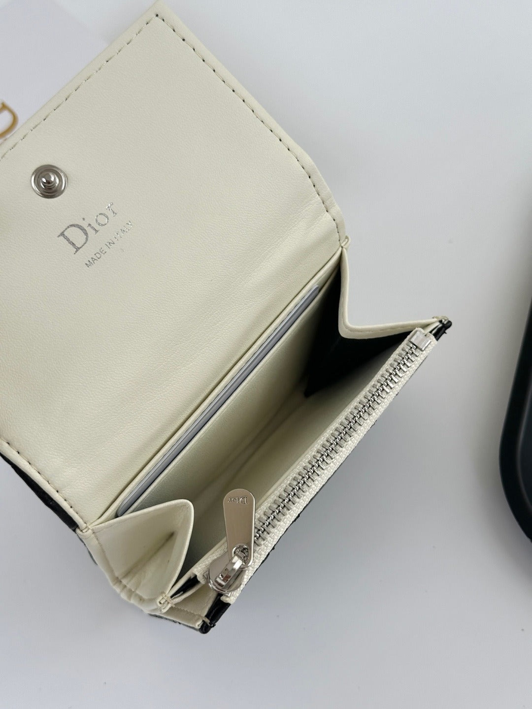 Dior Black Lambskin Leather Lady Dior Wallet