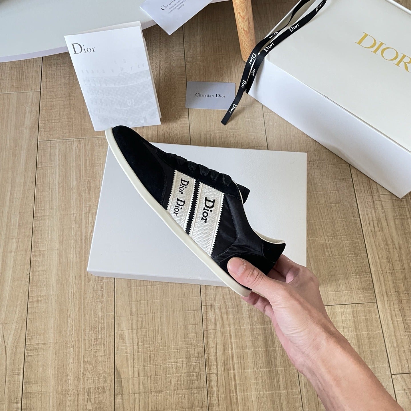 Dior Leather Vintage-Finish Sneakers