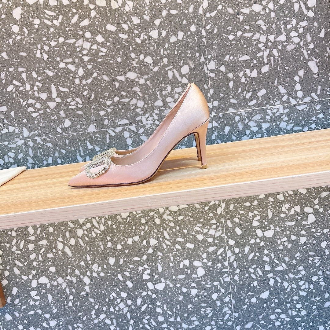 Valentino Lambskin Leather Crystal Heels