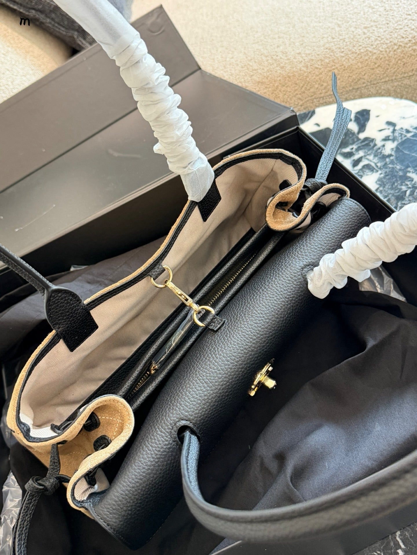 Chanel Black Suede & Leather Colorblock Handbag