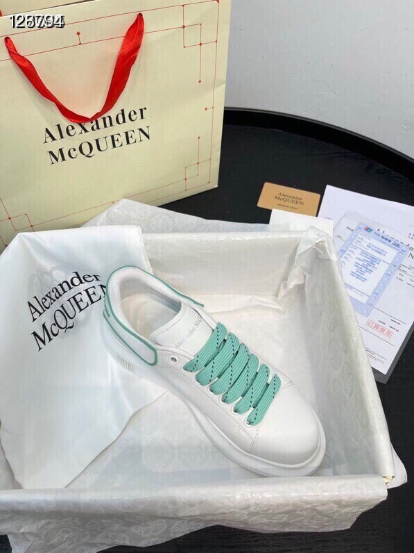 Alexander McQueen Women White Lambskin Leather Logo Sneakers