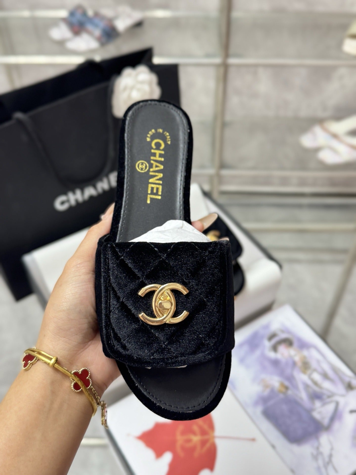 Chanel Lambskin Leather Slides