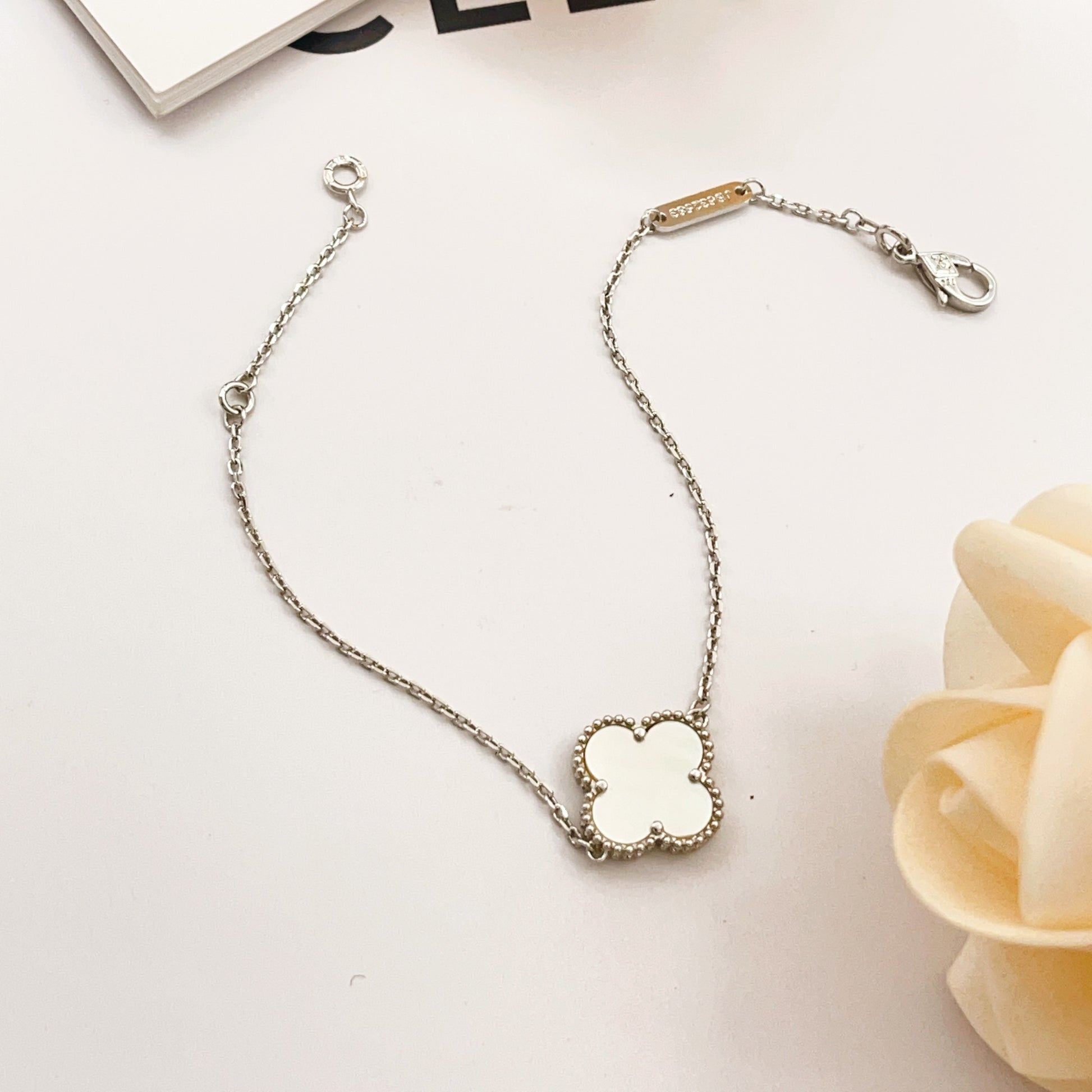 Van Cleef & Arpels Silver Brass Clover Bracelet