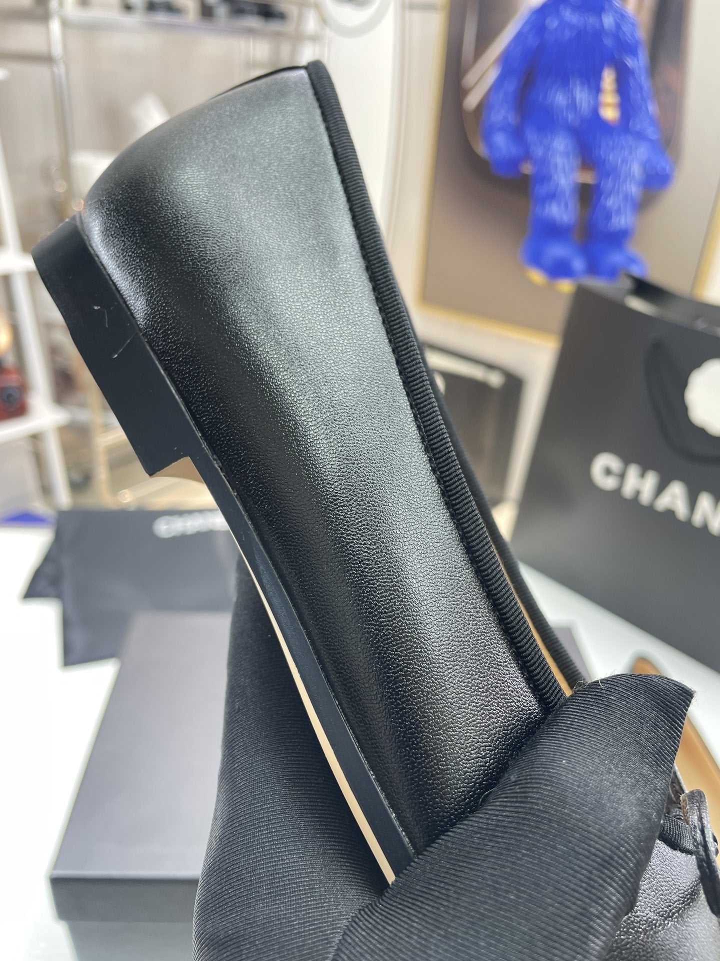 Chanel Lambskin Leather Bow Ballet Flats