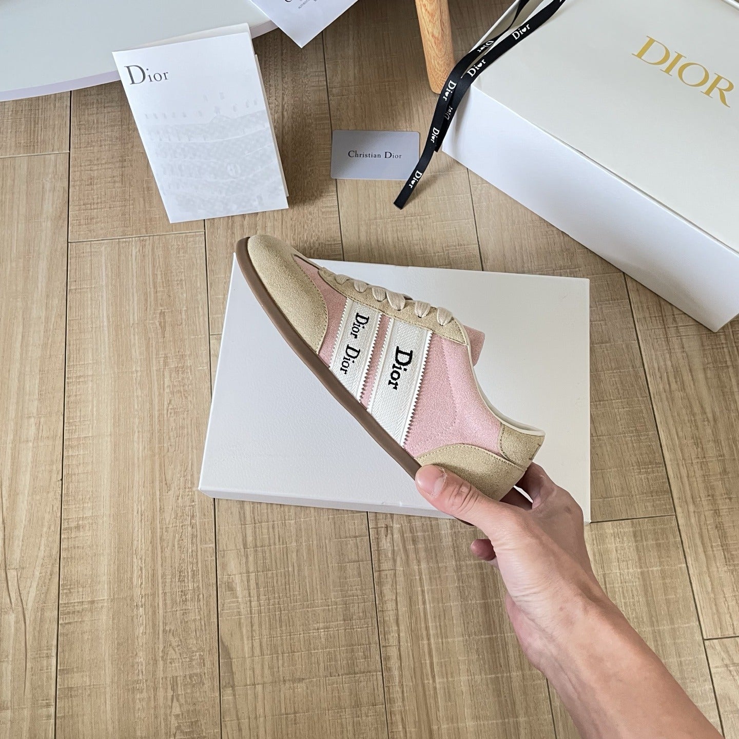 Dior Leather Vintage-Finish Sneakers