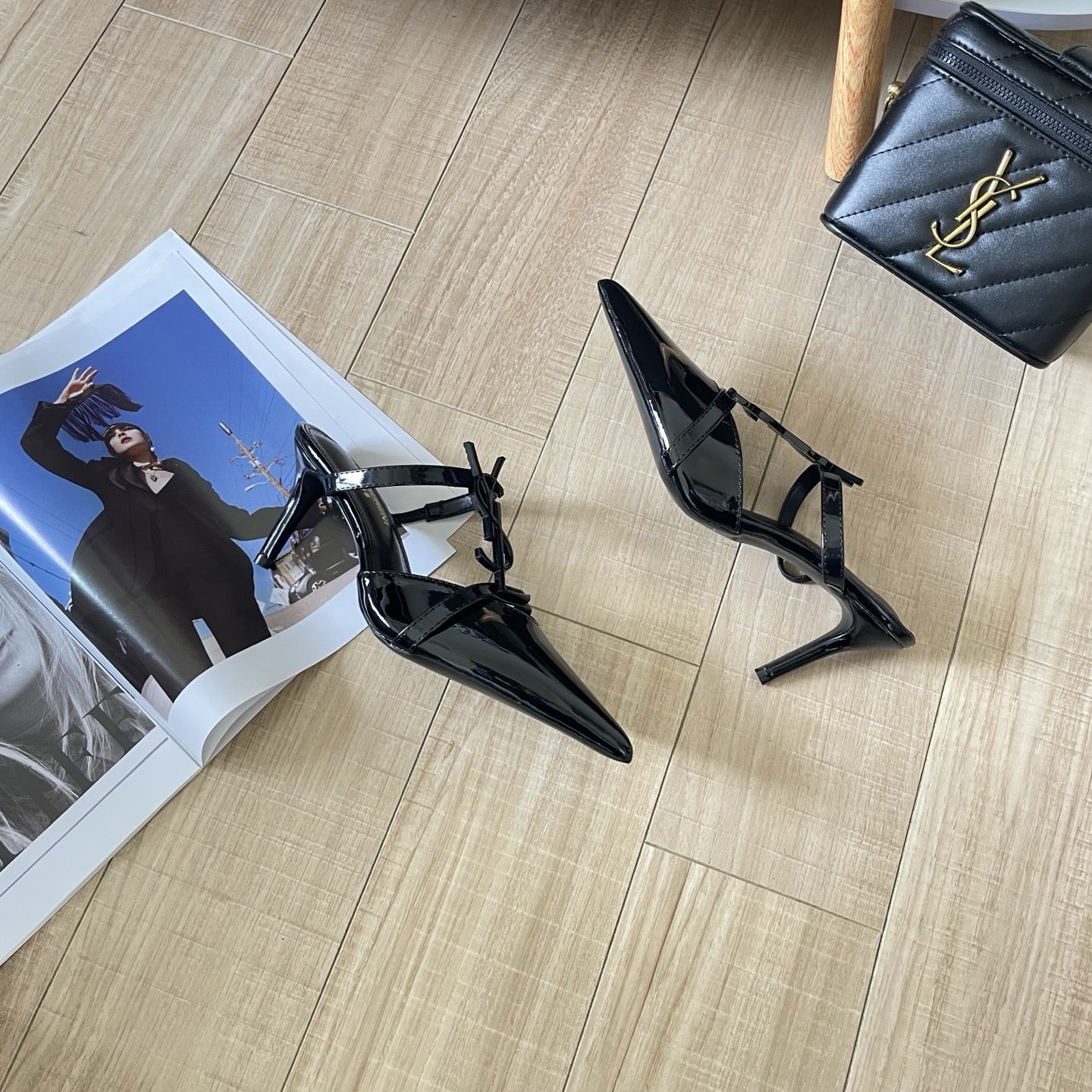 Saint Laurent Lambskin Leather Logo Sandals