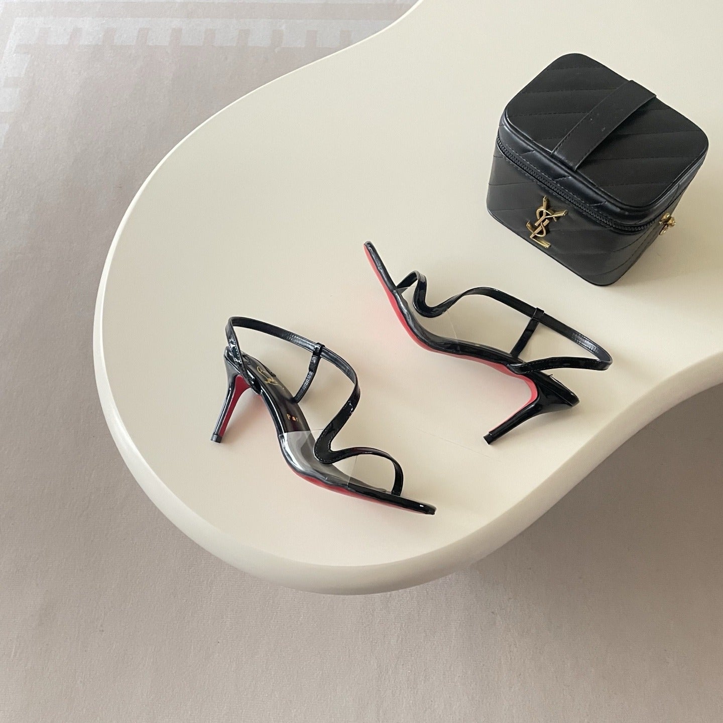 Christian Louboutin Patent Leather & Lambskin Leather Sandals