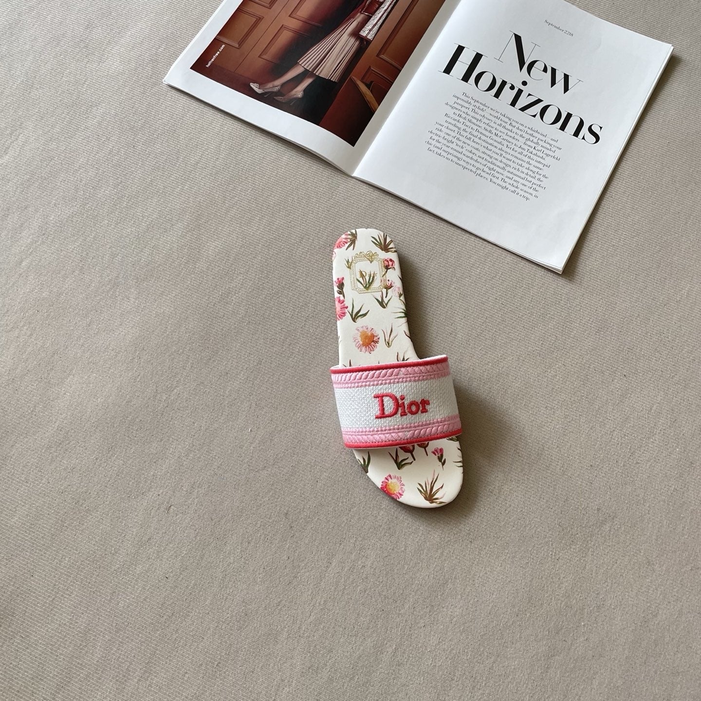 Dior Leather Embroidered Slides