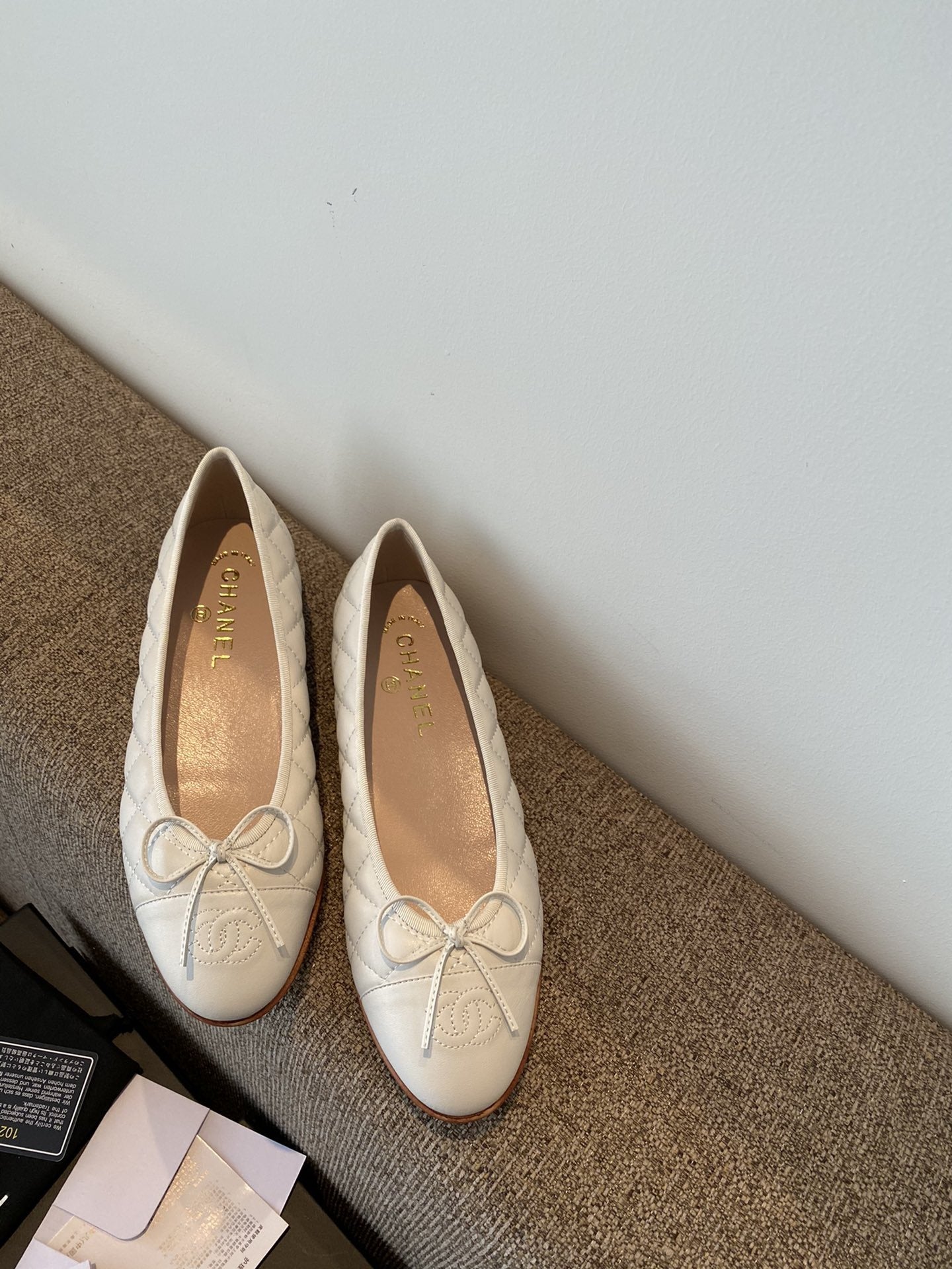 Chanel Leather Bow Ballet Flats