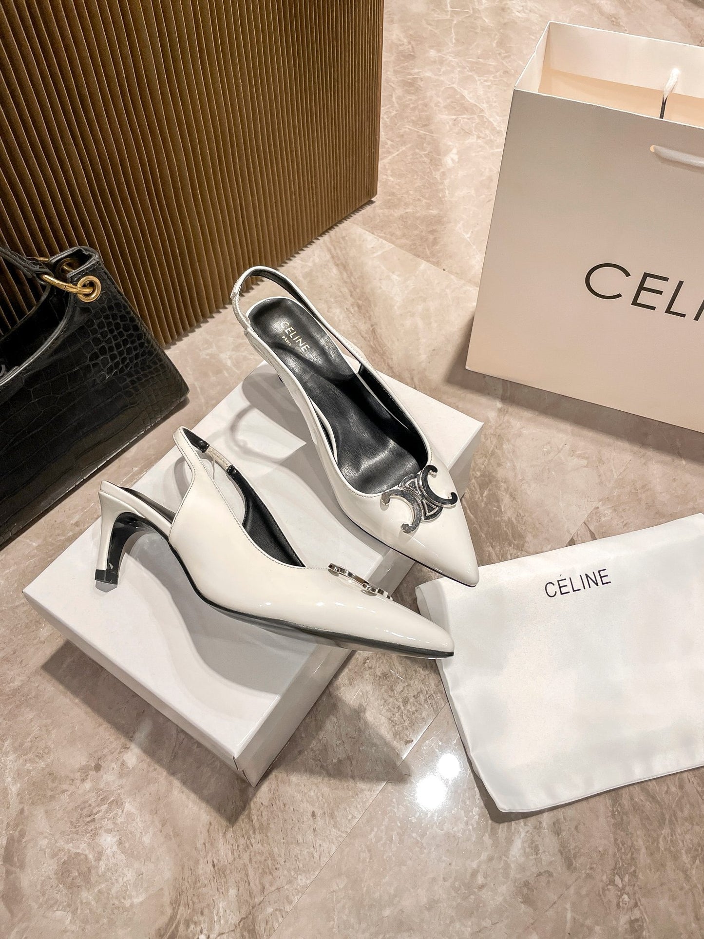 Celine Calfskin Leather Pointed Toe Heels