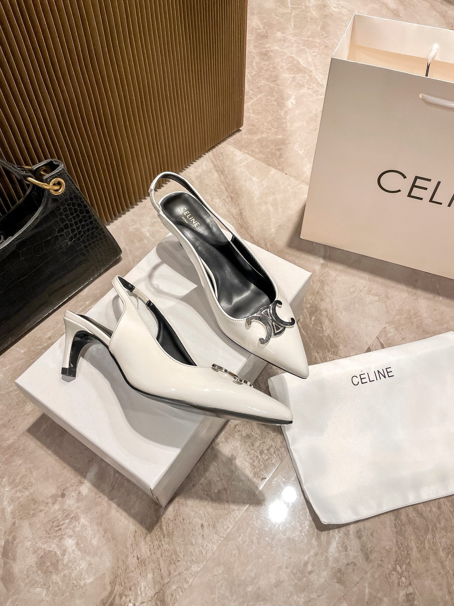 Celine Calfskin Leather Pointed Toe Heels