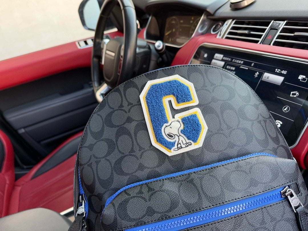 Coach Black Canvas & Leather Logo Backpack