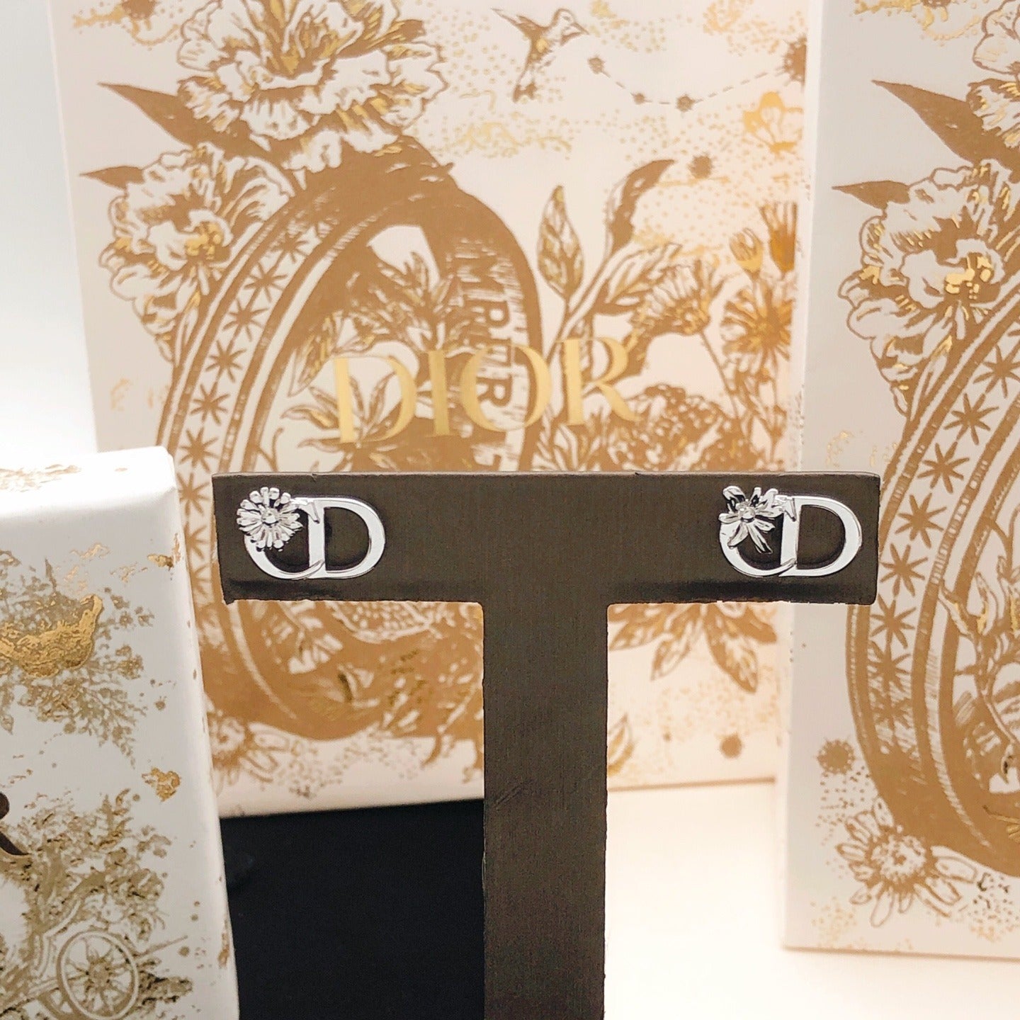 Dior Brass Sunburst Earrings