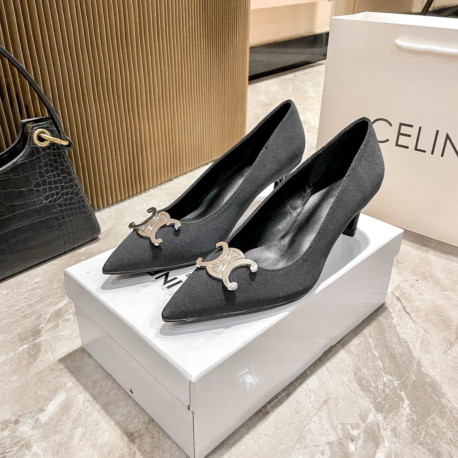 Celine Calfskin Leather Pointed Toe Heels