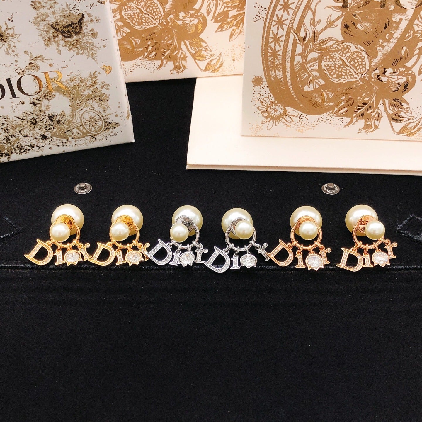 Dior Gold Brass Logo Earrings