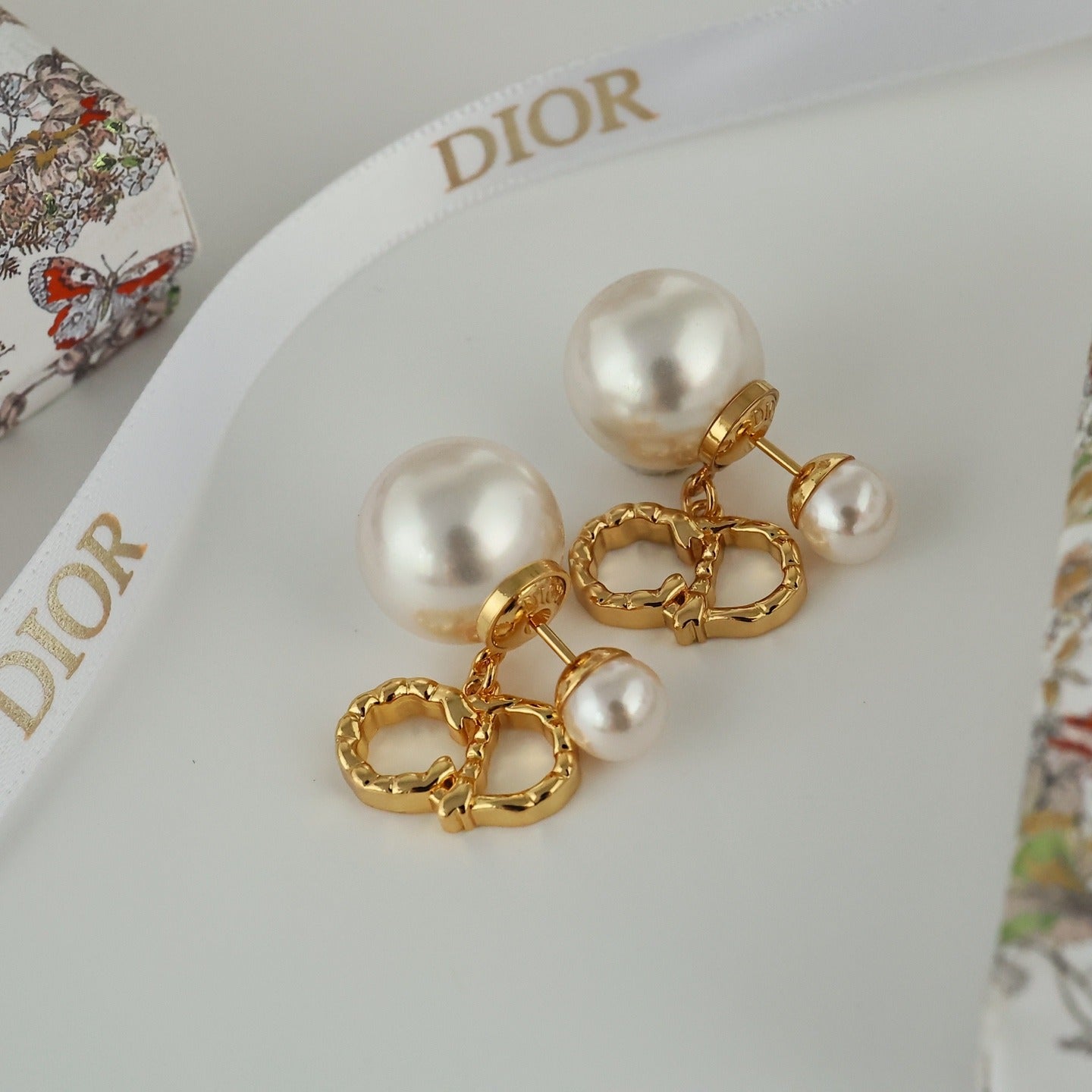 Dior Gold Pearl Earrings