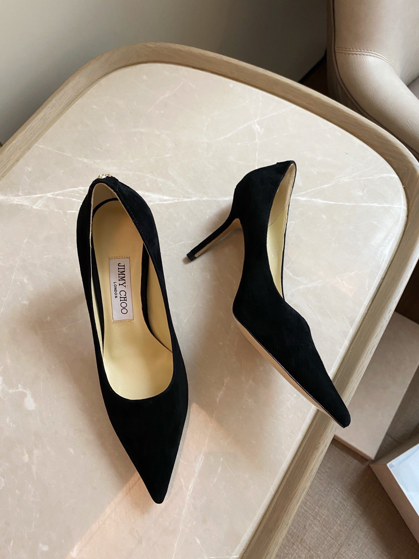 Jimmy Choo Women Patent Leather & Lambskin Leather Pearl Heels