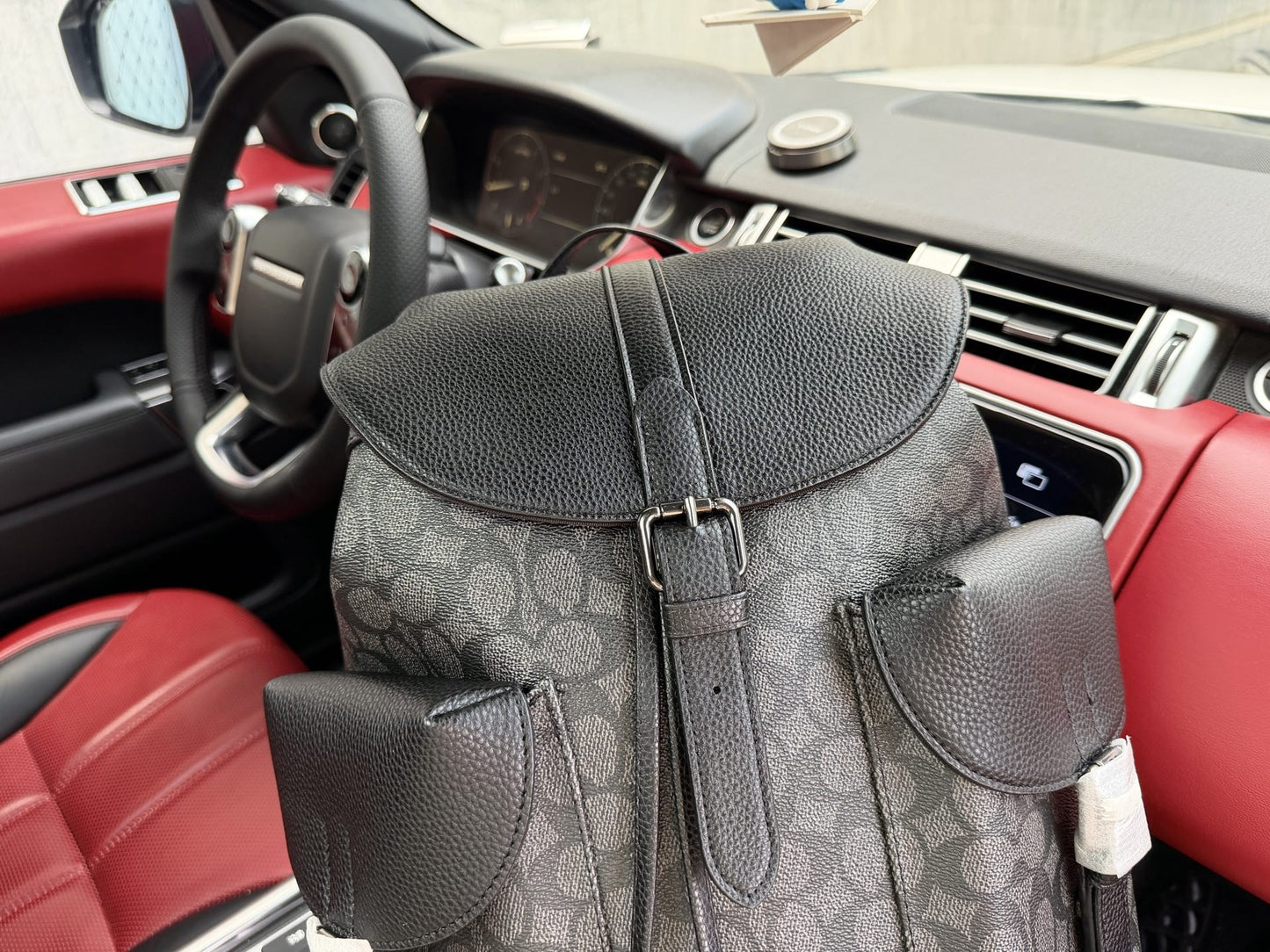 Coach Leather Logo Backpack