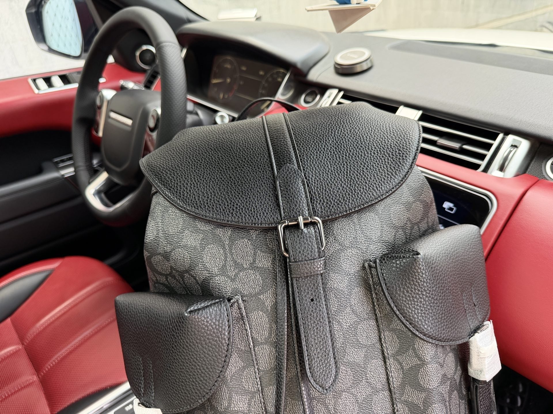 Coach Leather Logo Backpack
