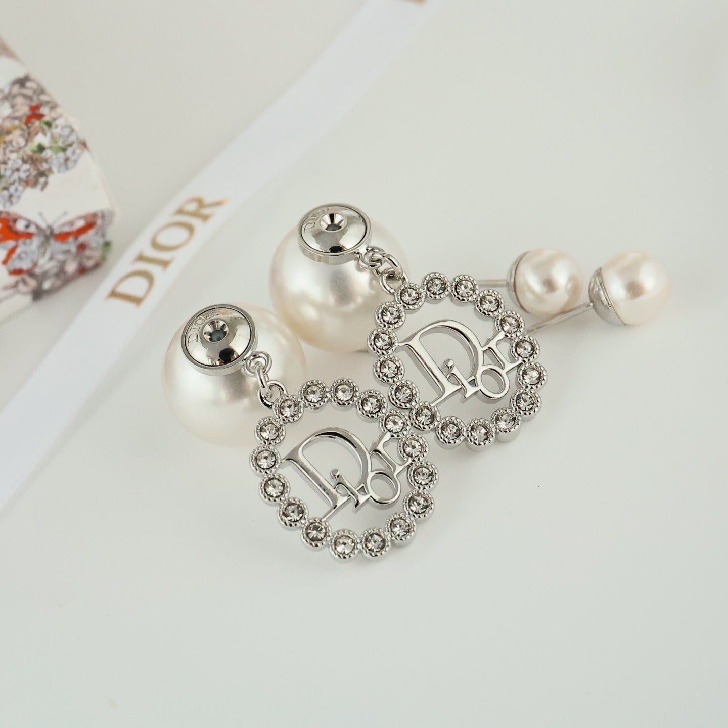 Dior Silver Pearl Earrings
