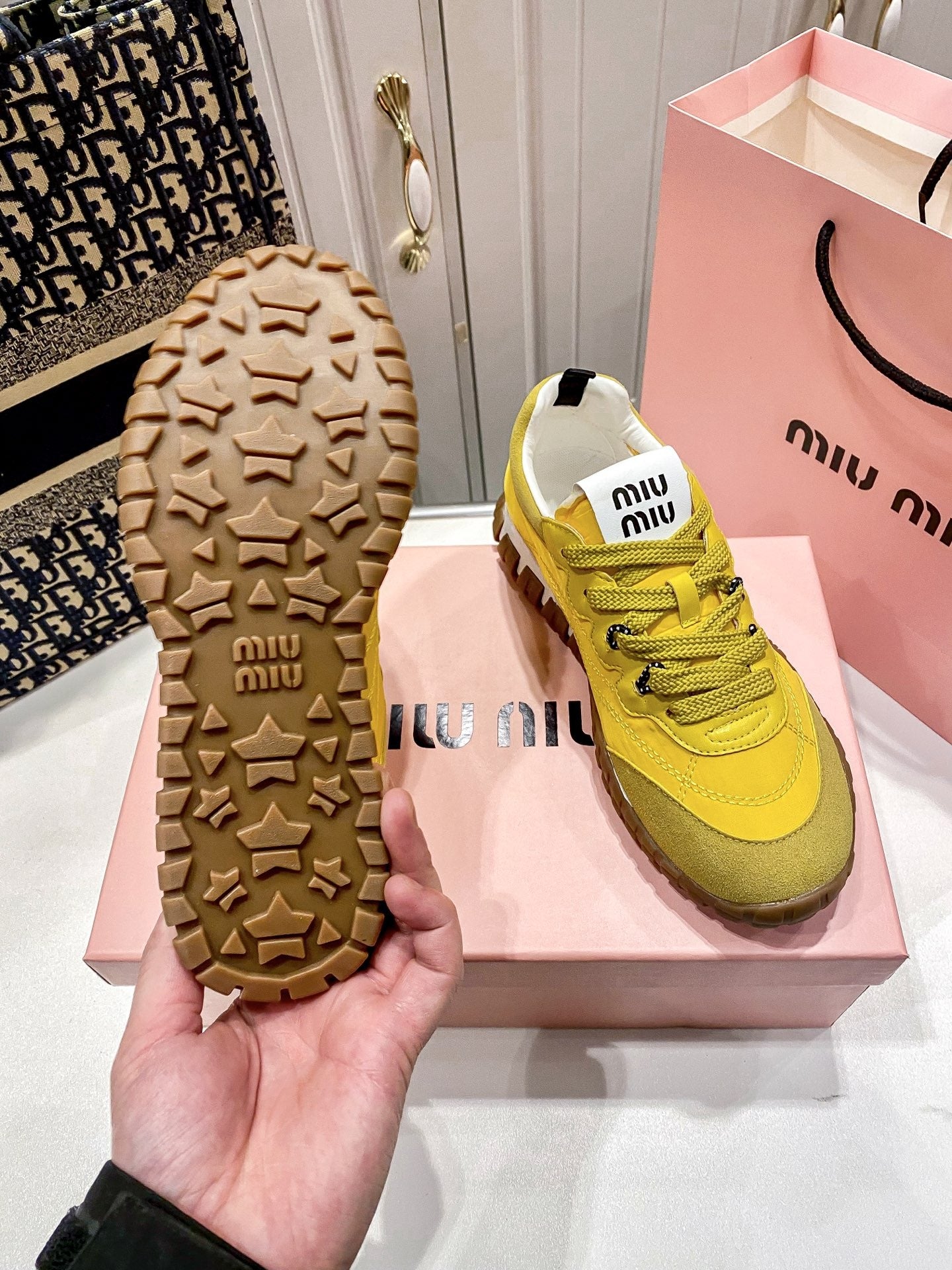 Miu Miu Black Canvas & Leather Vintage-Finish Sneakers