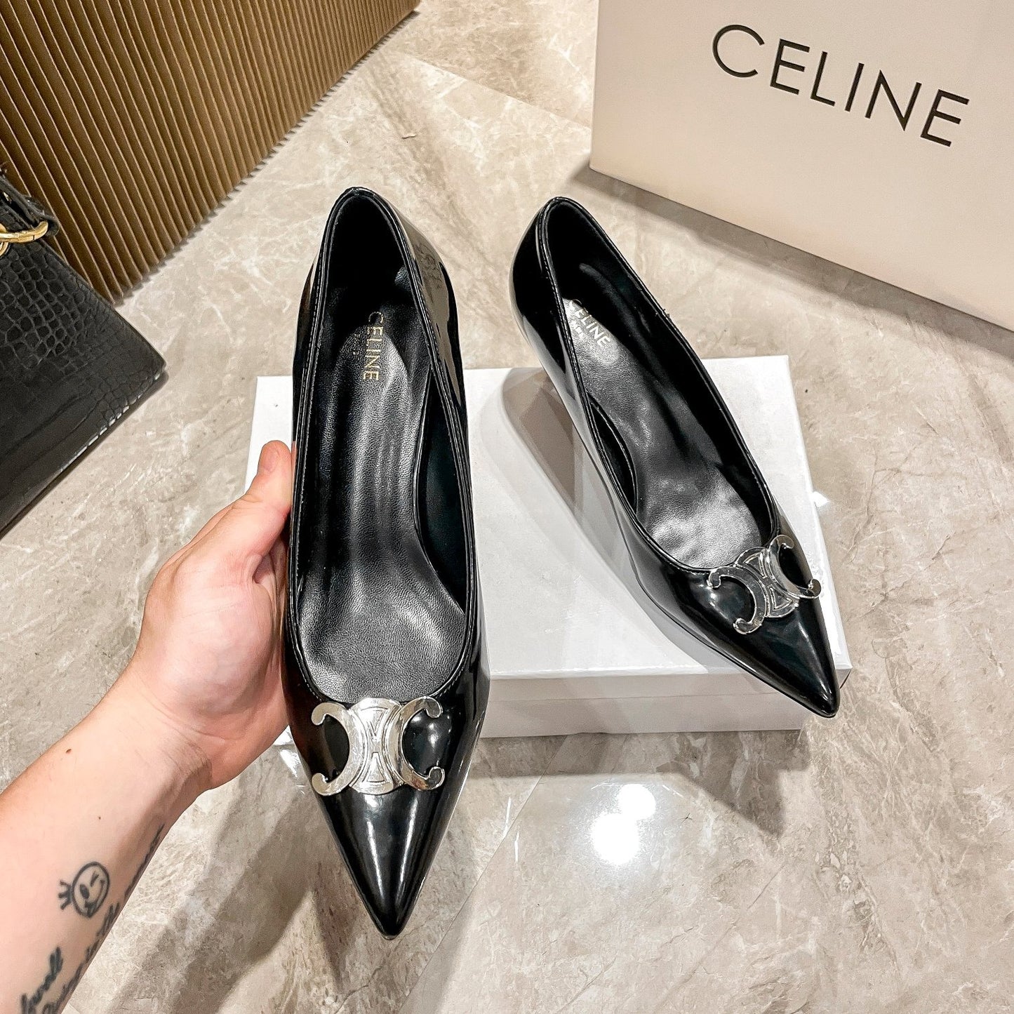 Celine Calfskin Leather Pointed Toe Heels