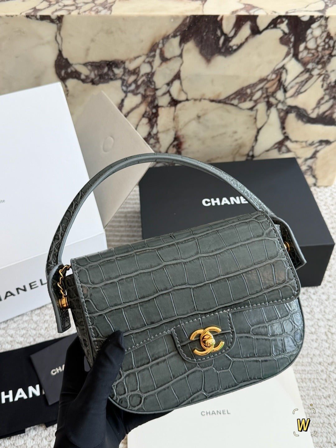 Chanel Black Leather Chain Handbag