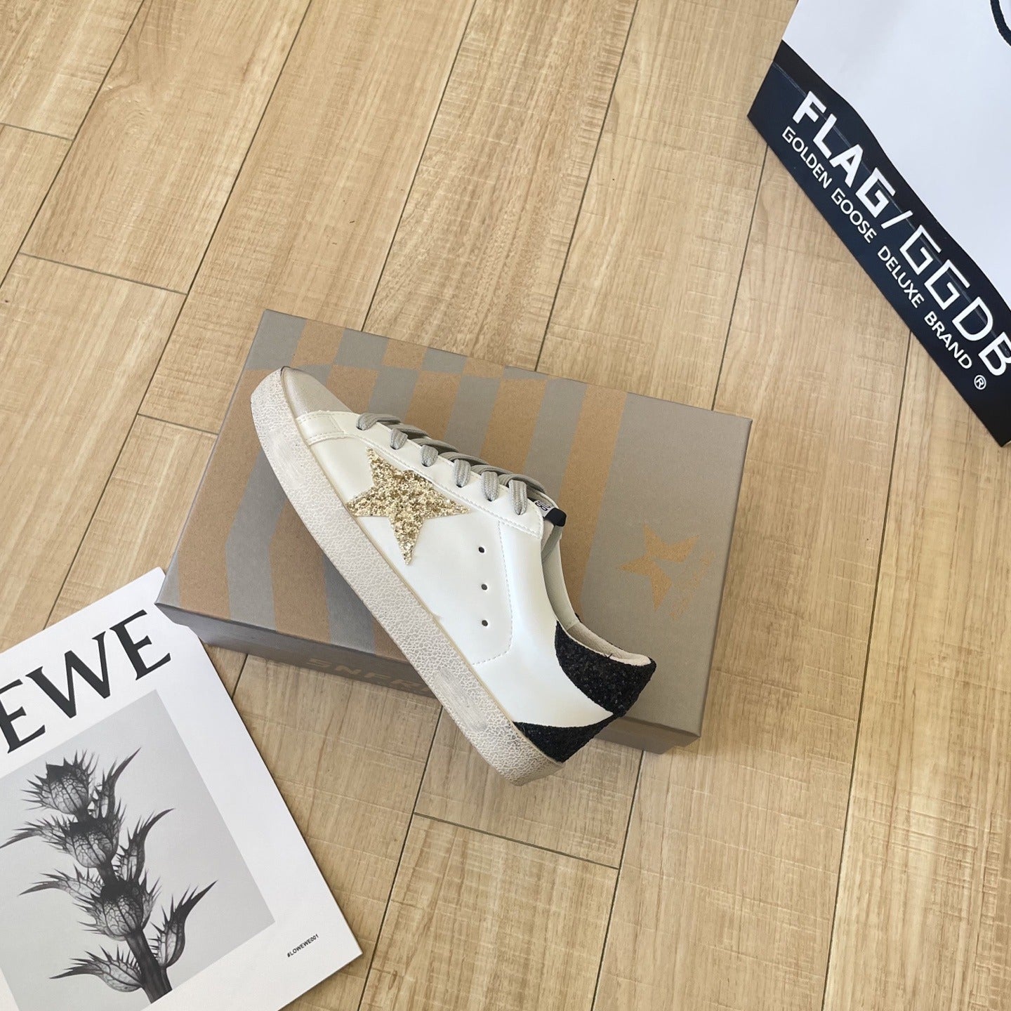 Golden Goose Calfskin Leather Vintage-Finish Sneakers