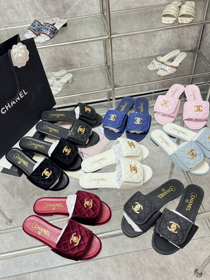 Chanel Lambskin Leather Slides