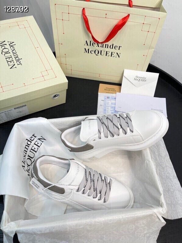 Alexander McQueen Women White Lambskin Leather Logo Sneakers