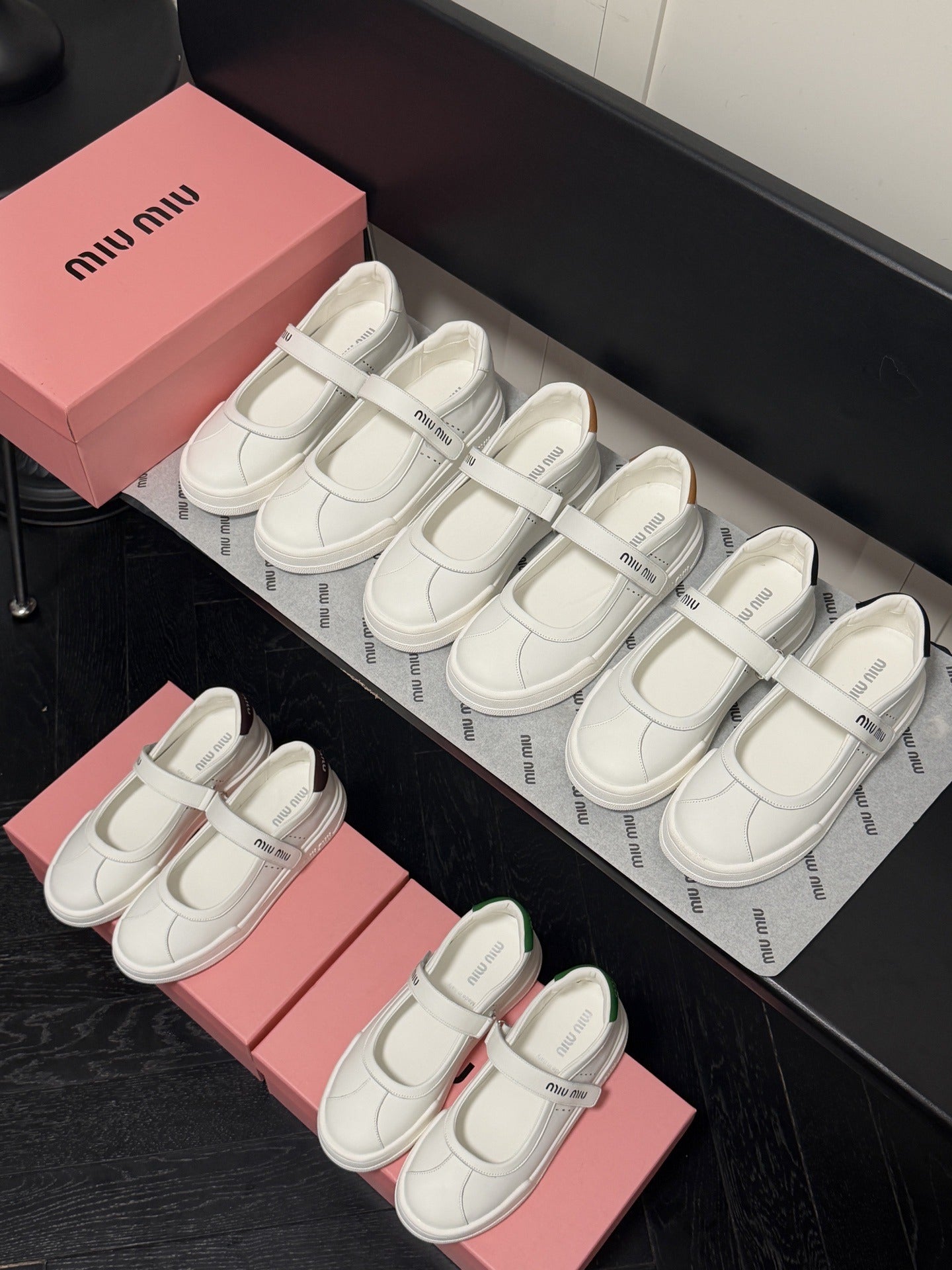 Miu Miu White Leather Logo Sneakers