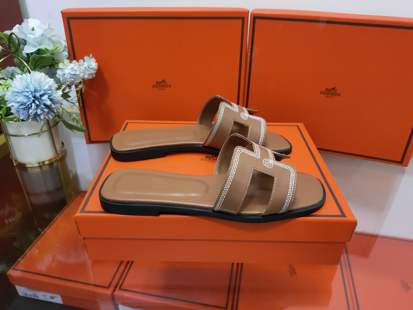 Hermes Leather Slides