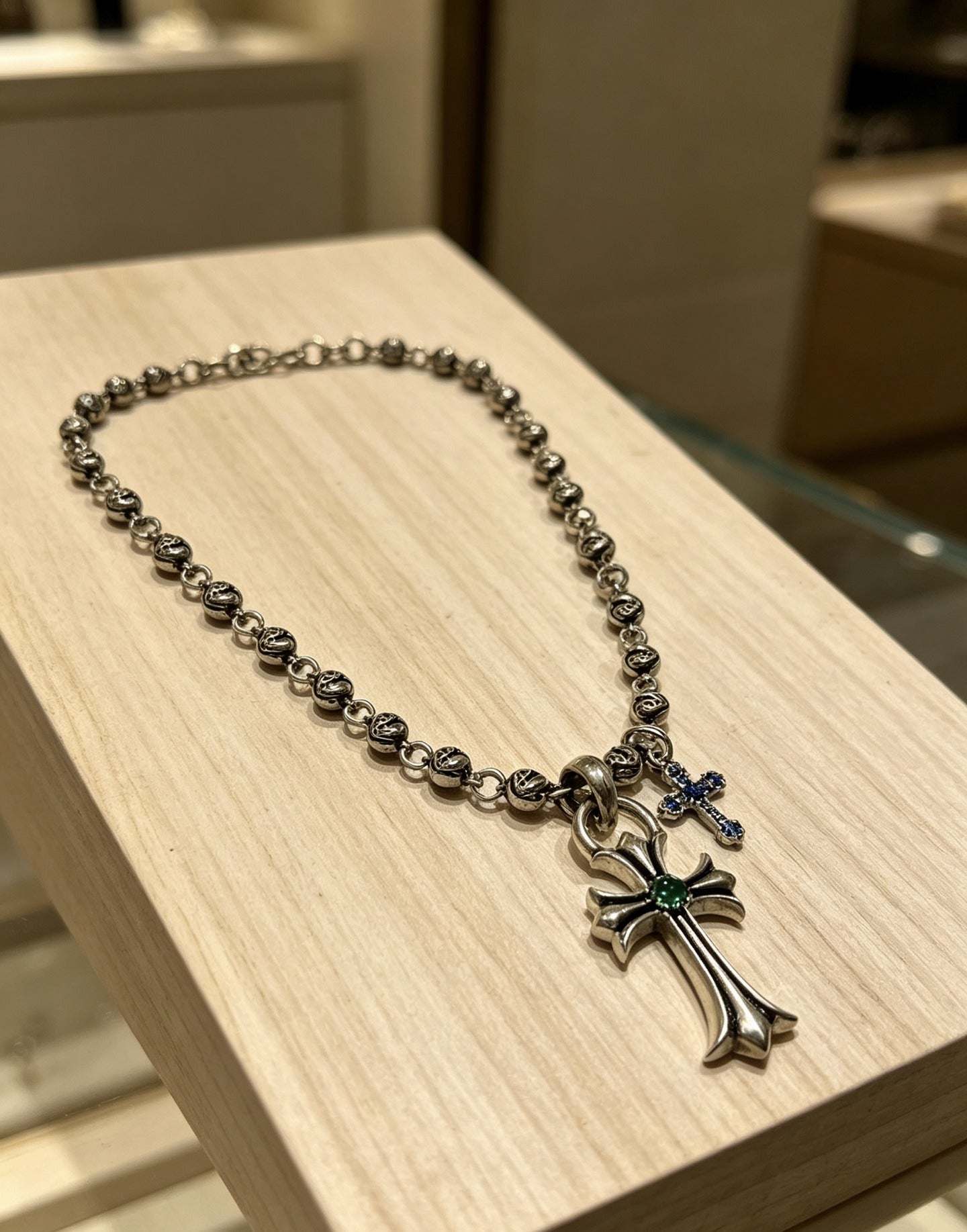 Chrome Hearts Sterling Silver Cross Necklace