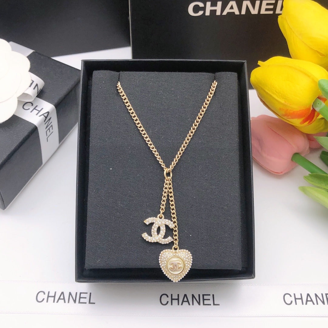Chanel White Heart Necklace
