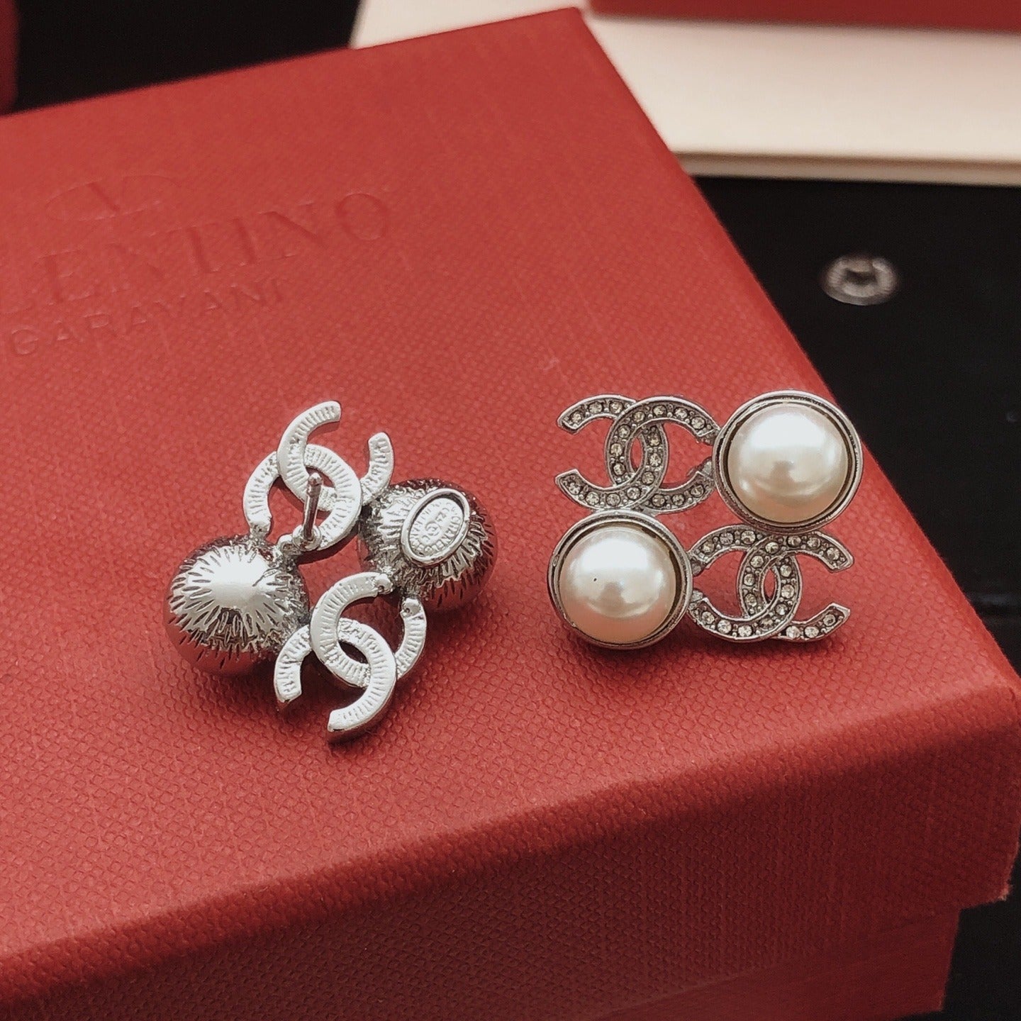 Chanel Brass Pearl Earrings