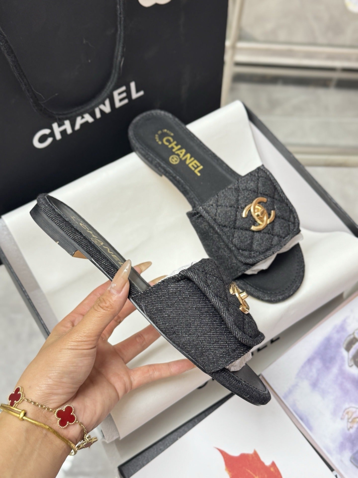 Chanel Lambskin Leather Slides