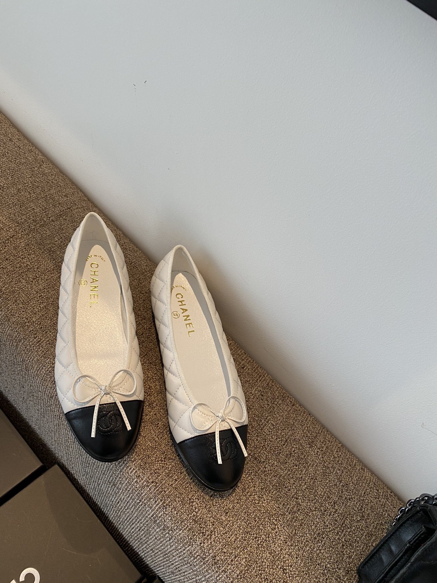 Chanel Leather Bow Ballet Flats