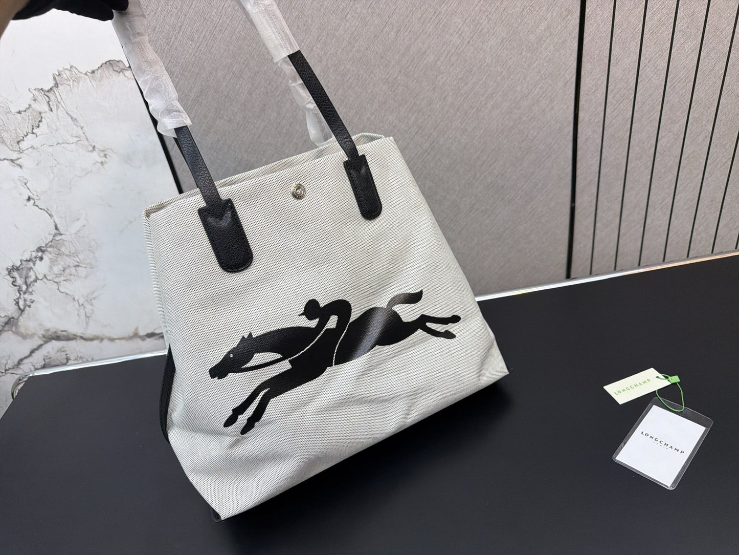 Longchamp Canvas Logo Tote Bag