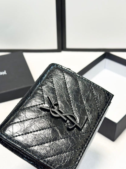 Saint Laurent Black Calfskin Leather Wallet