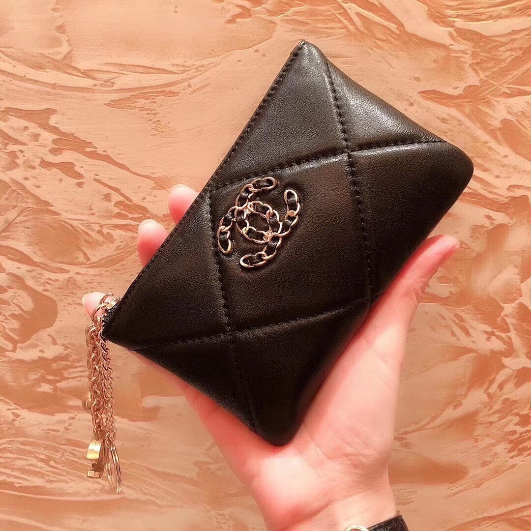 Chanel Black Lambskin Leather Wallet