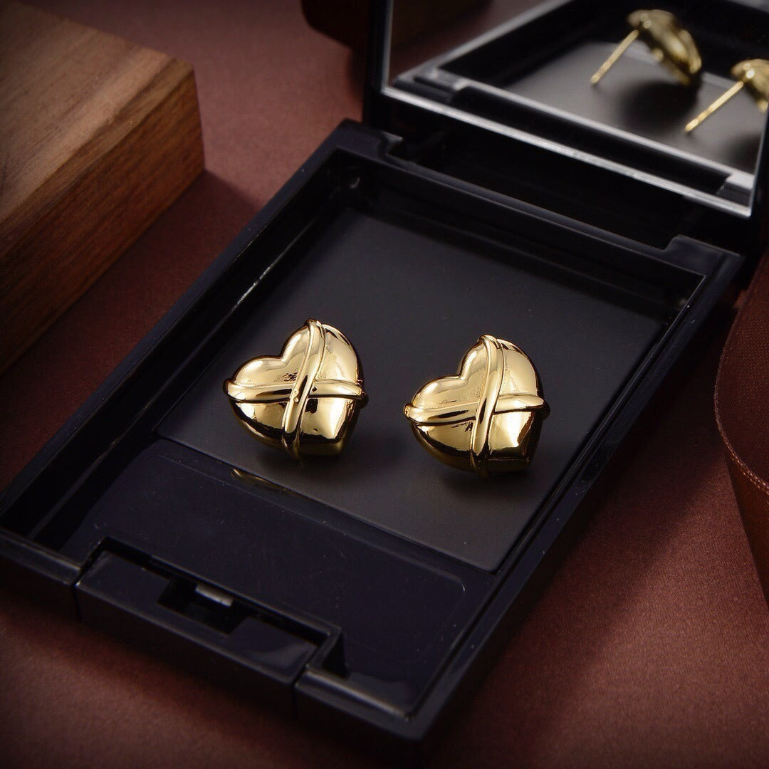 Saint Laurent Brass Heart Earrings